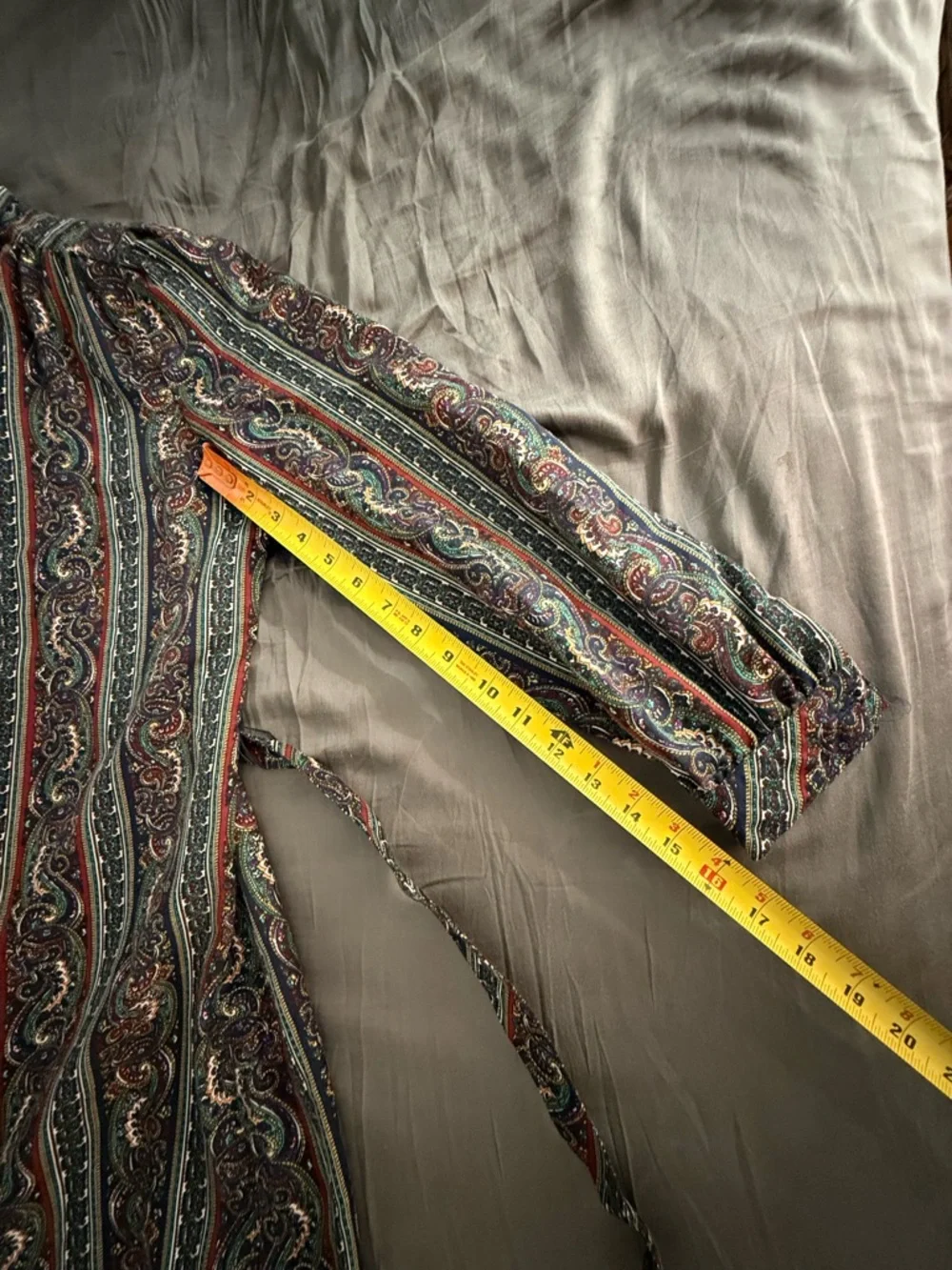 Paisley Print Long Sleeve Shirt Dress in Navy and Burgundy - Picture 12 of 13